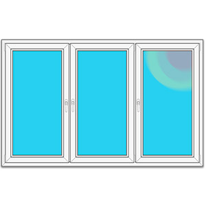 Серия домов II 18 - Трехстворчатое окно с энергосберегающим стеклопакетом
